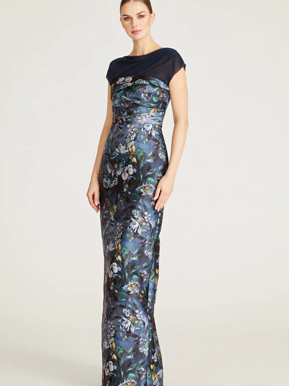 THEIA Delana Column Mikado Floral Gown
